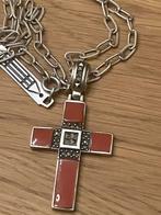 Antiek Zilveren Art Deco Kruis met Koraal & Markasiet, Gebruikt, Ophalen of Verzenden, Met edelsteen, Rood