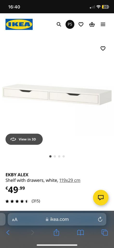 Ikea shelf with dravers EKBY ALEX, Huis en Inrichting, Woonaccessoires | Wandplanken en Boekenplanken, Gebruikt, Ophalen