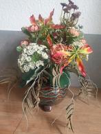 Prachtig bloemstukje met kunstbloemen nieuwe vaas bloempot, Ophalen of Verzenden, Zo goed als nieuw