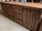 Dressoir 200 cm, extra grof teak, erosie, massief, stoer, Teakhout, Nieuw, Ophalen of Verzenden, Landelijk