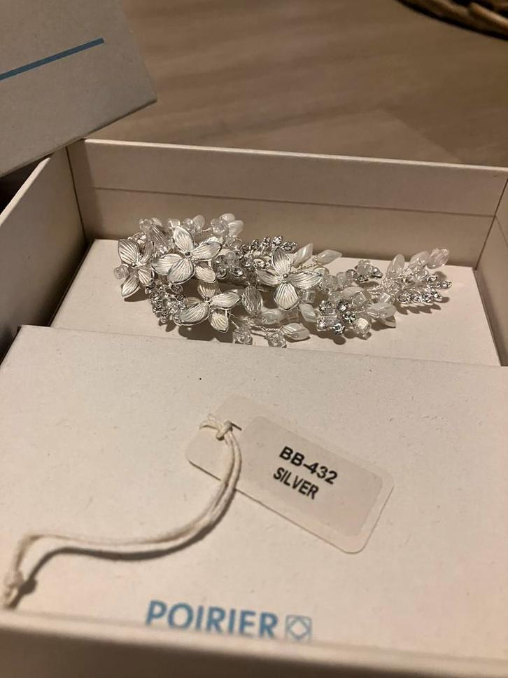 Poirier BB-432 Zilver Haarkam Haarspeld bruiloft, Sieraden, Tassen en Uiterlijk, Overige Accessoires, Nieuw, Ophalen
