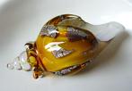 Jaren '60 / '70 murano schelp vaasje: goudkleurig + zilver, Ophalen of Verzenden
