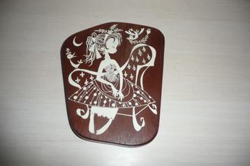 Vintage houten schilderijtje/ wandpaneeltje.Jaren 60/70. beschikbaar voor biedingen