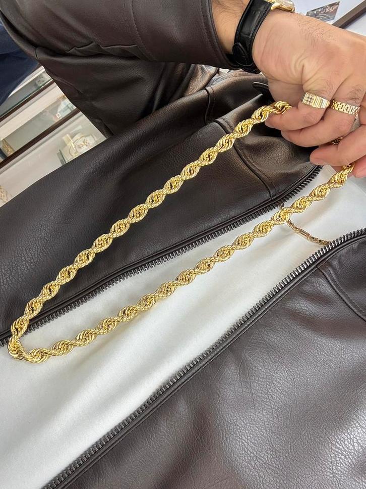 Prachtige 14k gouden dikke rope ketting, Sieraden, Tassen en Uiterlijk, Kettingen, Nieuw, Goud, Goud, Ophalen of Verzenden