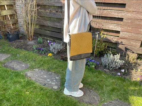 Leren damestas met verwisselbare fronten, Sieraden, Tassen en Uiterlijk, Tassen | Damestassen, Zo goed als nieuw, Handtas, Ophalen of Verzenden