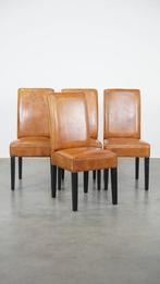 4x Luxe schapenleren eetkamerstoel in lichte cognac kleur, Huis en Inrichting, Stoelen, Ophalen, Gebruikt, Bruin, .