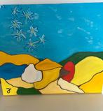 Rotsen landschap Acryl schilderij op 3 D linnen doek, Ophalen of Verzenden