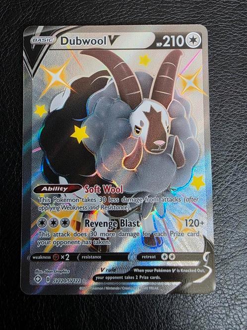 Dubwool V SV120 sword shield shining fates shiny, Hobby en Vrije tijd, Verzamelkaartspellen | Pokémon, Nieuw, Losse kaart, Ophalen of Verzenden