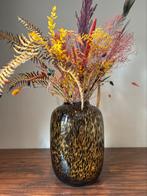 Luipaard print vaas met droogboeket (vaas 50cm), Huis en Inrichting, Woonaccessoires | Vazen, Overige kleuren, 50 tot 75 cm, Ophalen of Verzenden