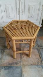 Vintage bijzettafeltje, bamboe plantentafeltje, Minder dan 55 cm, Gebruikt, Natuurlijk, Ophalen of Verzenden