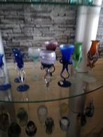 Glazen objecten kaarsenhouders blauw 9 stuks, Antiek en Kunst, Ophalen