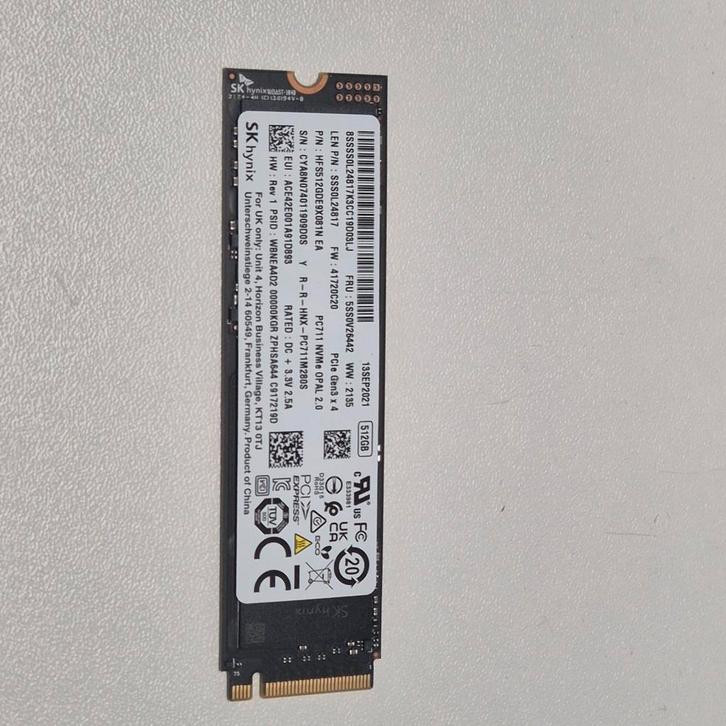 SK Hynix PC711 512GB Nvme SSD 2280, Computers en Software, Harde schijven, Gebruikt, Laptop, Intern, SSD, Overige aansluitingen
