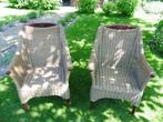 2 prachtige rotan stoelen / fauteuil met hardhout frame, Ophalen, Gebruikt, Bruin, Twee