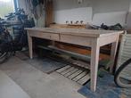 Stevige houten eettafel, Ophalen, Gebruikt, 200 cm of meer, 25 tot 50 cm