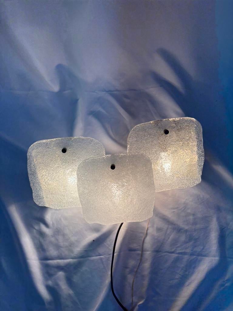 Vintage ijsglas wandlamp Kalmar Franken Oostenrijk, jaren 60, Ophalen of Verzenden, Gebruikt, Glas