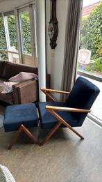 Fauteuil met poef, Huis en Inrichting, Ophalen, Zo goed als nieuw, Hout, 50 tot 75 cm