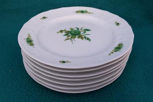 Fürstenberg (groene bloemetjes) - 7 gebaksbordjes, Antiek en Kunst, Antiek | Servies los, Ophalen of Verzenden
