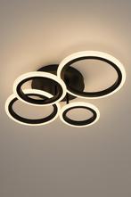 Moderne LED plafondlamp zwart - 4 Ringen - 3 Lichtstanden, Ophalen of Verzenden, Nieuw
