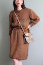 Vintage gebreide trui jurk in amber sweaterdress S M, Maat 38/40 (M), Overige kleuren, Verzenden, Zo goed als nieuw