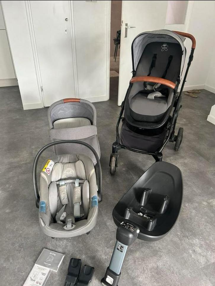 Cybex Leather 3-in-1 kinderwagenset & Isofix, Kinderen en Baby's, Kinderwagens en Combinaties, Gebruikt, Combiwagen, Overige merken