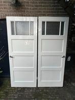 2 Paneeldeuren (jaren '30) met figuur-/ornamentglas, Doe-het-zelf en Verbouw, Deuren en Horren, Ophalen, Gebruikt, 80 tot 100 cm
