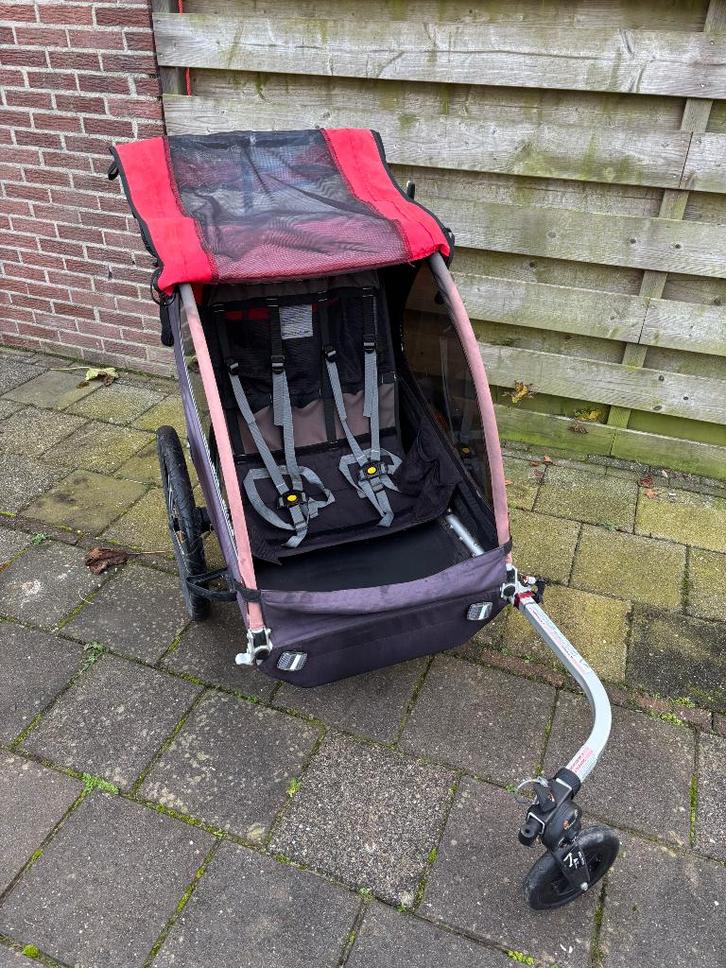 Burley fietskar, Fietsen en Brommers, Fietsaccessoires | Aanhangers en Karren, Gebruikt, Kinderkar, 40 tot 60 kg, Opvouwbaar, Ophalen
