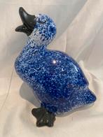 Aardewerk eend blauw/wit glazuur 14cm, Verzamelen, Beelden en Beeldjes, Ophalen of Verzenden, Zo goed als nieuw, Dier