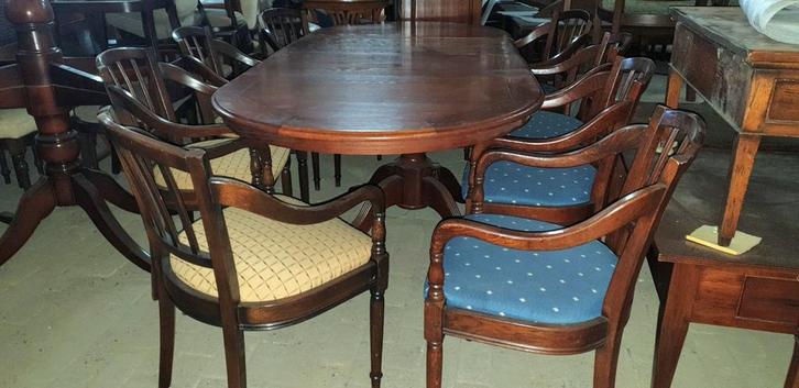 Bannink Jugendstil kersenhout eetkamer tafel uitschuifbaar, Antiek en Kunst, Antiek | Meubels | Tafels, Ophalen