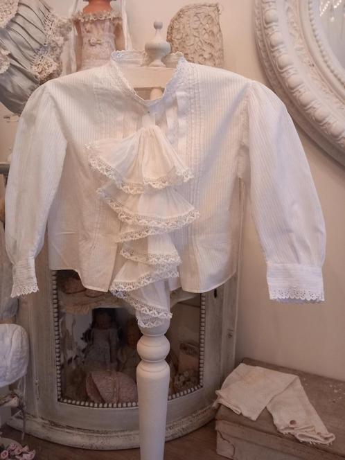 Antiek Frans baby bloesje met losse chabot., Antiek en Kunst, Antiek | Kleding en Accessoires, Kinderen, Ophalen of Verzenden