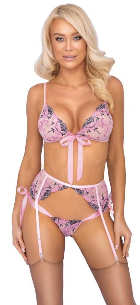 Kissable Lingerie Set Luxueus Bloemenborduurwerk - Roze, Kleding | Dames, Ondergoed en Lingerie, Setje, Roze, Ophalen of Verzenden