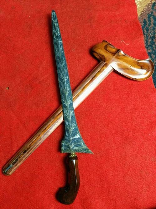 Antieke Keris Brojol Pamor Ron Genduru Timohohout SVB92, Antiek en Kunst, Kunst | Niet-Westerse kunst, Verzenden