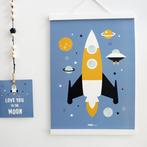 Kinderposter Poster Raket Ufo Blauw ANNIdesign, Kinderen en Baby's, Kinderkamer | Inrichting en Decoratie, Nieuw, Ophalen of Verzenden