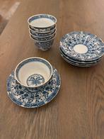 Antieke Chinese Thee Servies Kopjes en Schotels Blauw   Wit, Ophalen