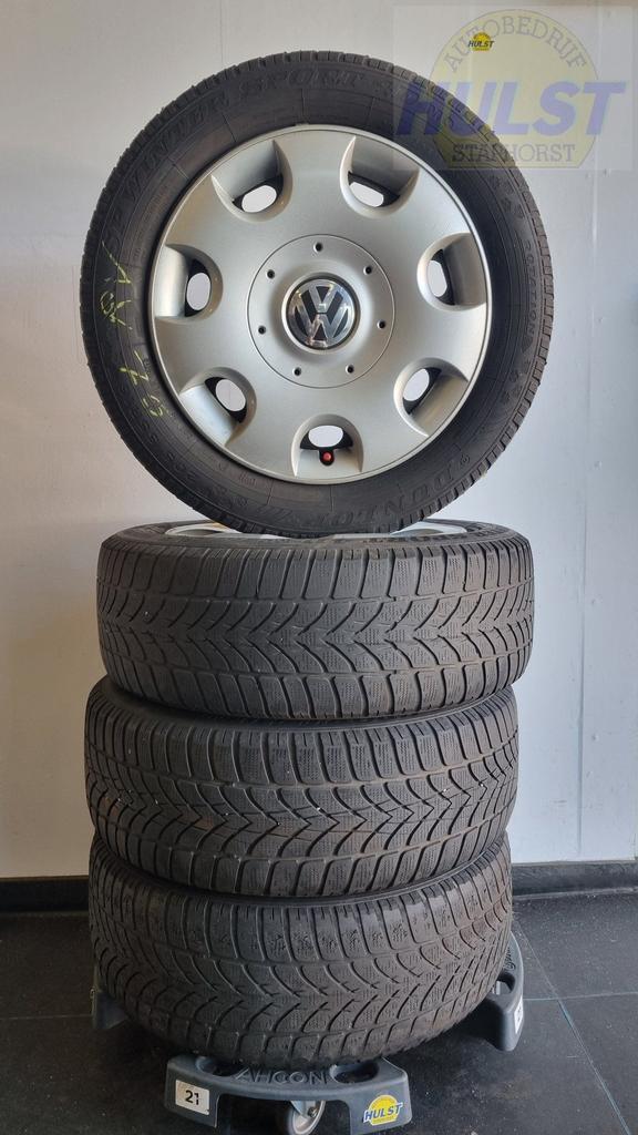 Originele stalen VW velgen met wieldoppen, Auto-onderdelen, Banden en Velgen, Banden en Velgen, Winterbanden, 16 inch, 205 mm