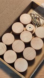 Ronde houten kast knoppen - 12 stuks (met schroeven), Ophalen of Verzenden, Nieuw