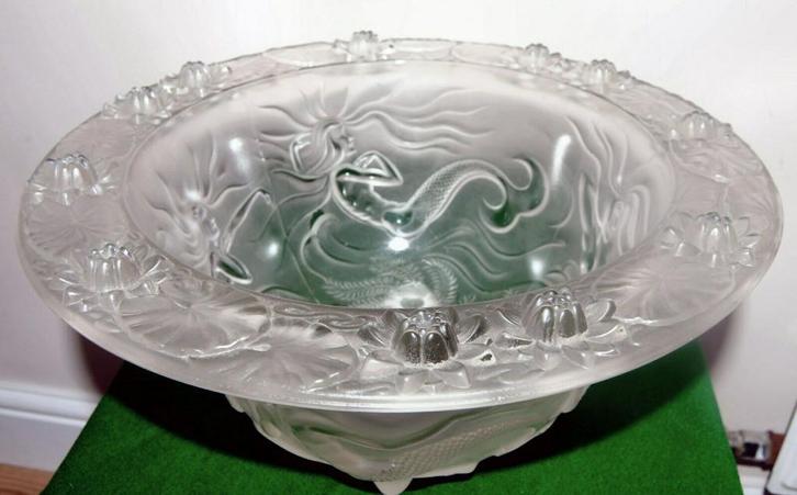 Joseph inwald art deco barolac mermaids schaal.zeemeerminnen, Antiek en Kunst, Antiek | Glas en Kristal, Ophalen