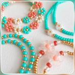 Nieuw! Mix & Match armbandjes turquoise coral ecru, Ophalen of Verzenden, Nieuw, Goud