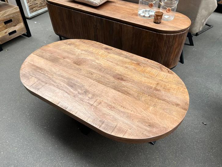 Magazijn leegverkoop salontafel deens ovaal mangohout matrix, Huis en Inrichting, Woonaccessoires | Overige, Nieuw, Ophalen of Verzenden