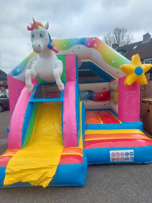 Te huur unicorn groot springkussen, Hobby en Vrije tijd, Feestartikelen | Verhuur, Zo goed als nieuw, Overige, Ophalen