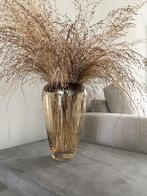 Grote amber kleurige glazen vaas  *HIT*, Overige kleuren, Ophalen of Verzenden, Minder dan 50 cm, Glas