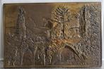 Oud reliëf wandbordje van Valkenburg., Antiek en Kunst, Antiek | Koper en Brons, Ophalen of Verzenden