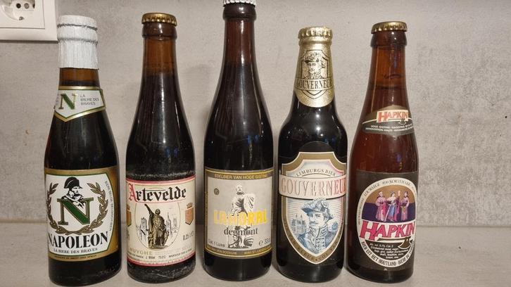 Set vintage bieren - Thema 'Leider' - <'86-'91, Verzamelen, Biermerken, Zo goed als nieuw, Flesje(s), Overige merken, Ophalen of Verzenden
