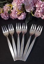 Set van 6 brocante verzilverde gebaksvorkjes, roosje, BFS 90, Antiek en Kunst, Curiosa en Brocante, Ophalen of Verzenden