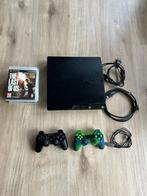 Playstation 3 met twee controllers en diverse spellen, Met 2 controllers, Ophalen of Verzenden, 120 GB, Slim