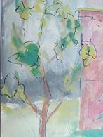 Aquarel jaren 50/70 tuin en huizen, Verzenden