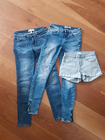 2 lange jeans en 1 korte | maat 158-164