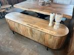 Magazijn leegverkoop tv meubel retro Remi mangohout ribbel, Nieuw, Ophalen of Verzenden, Info@wkhome.nl, Argonweg 20 Amersfoort
