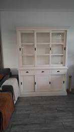 Witte vitrinekast - 160x210cm, Antiek en Kunst, Antiek | Meubels | Kasten, Ophalen of Verzenden