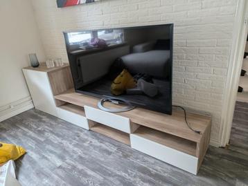 TV-meubel set 2-delig – houtlook/wit met 3 lades beschikbaar voor biedingen