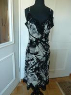 Amuleti by Mariella Burani crepe wollen jurk met kant, retro, Verzenden, Zwart, Zo goed als nieuw, Maat 36 (S)